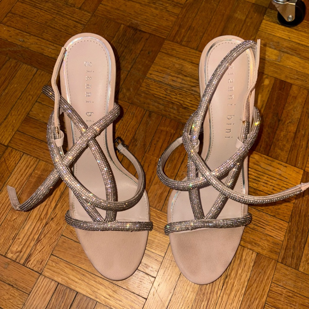 Gianni Bini nude rhinestone heels sz 11 - Picture 2 of 4